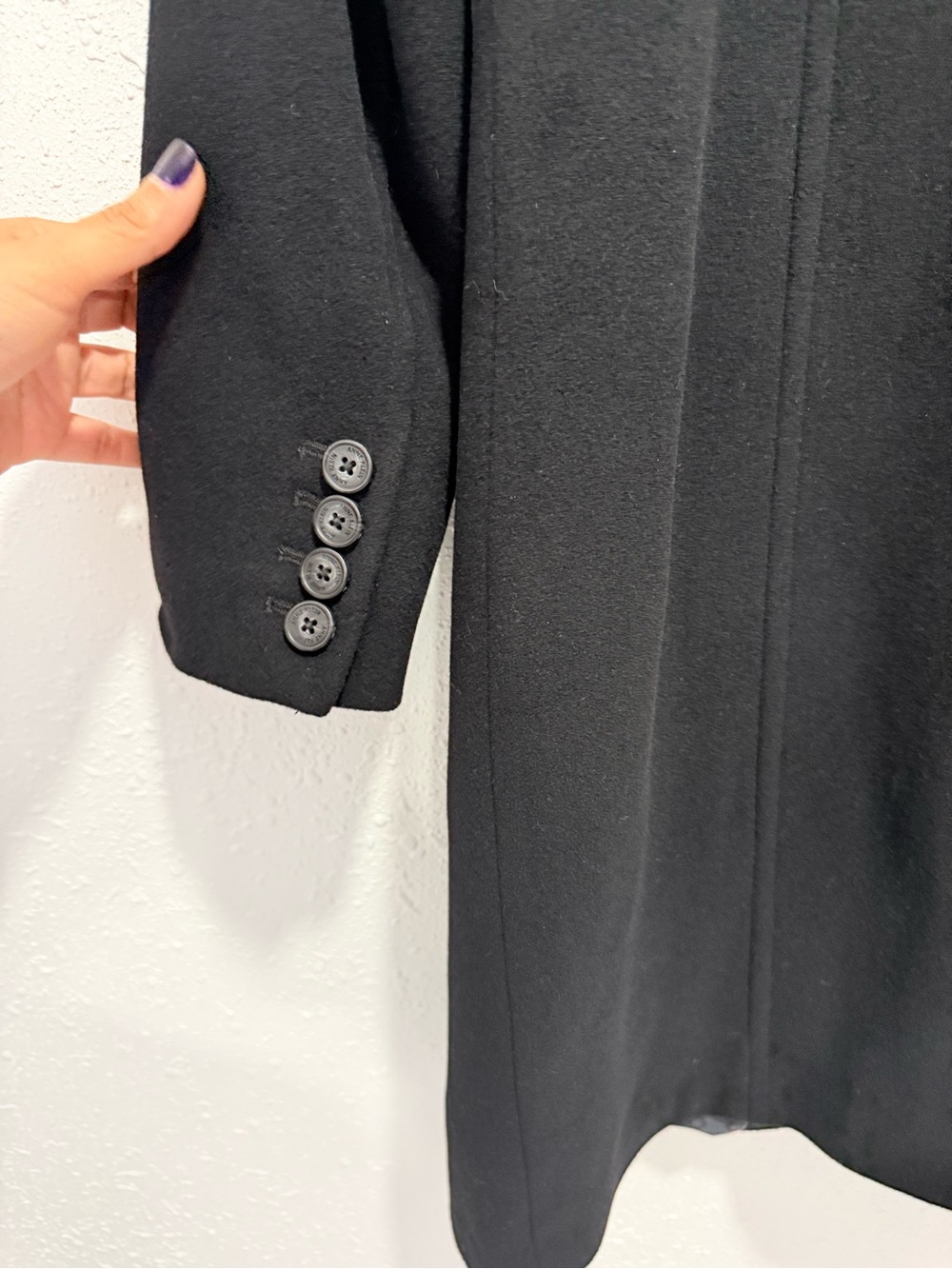 Anne Klein wool nylon cashmere blend Black Single-Breasted Pea Coat 2 - Picture 5 of 15